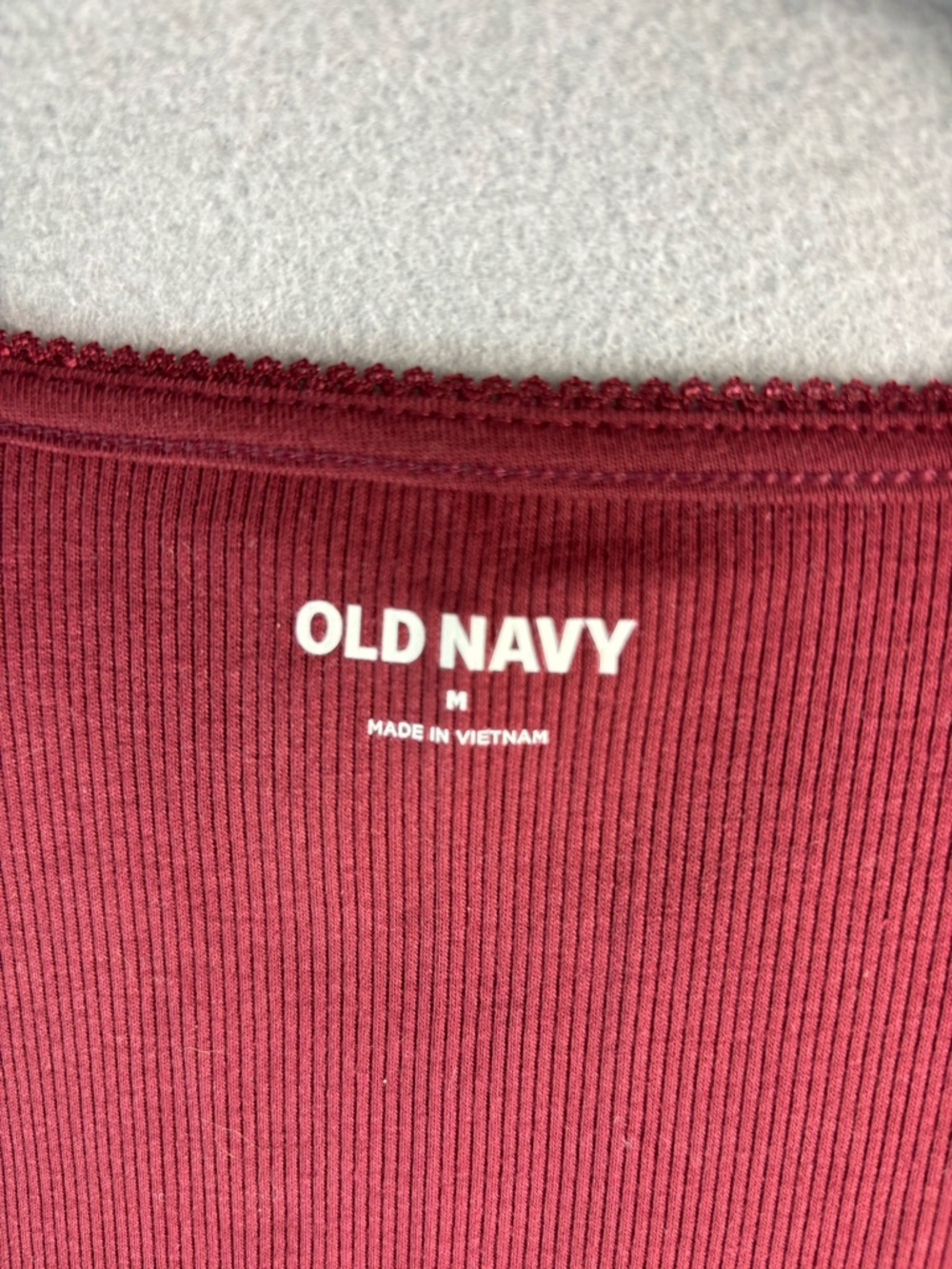 Old Navy M Micro Ribbed Square Neck Capped Sleeve Top - Wine - Picture 4 of 6